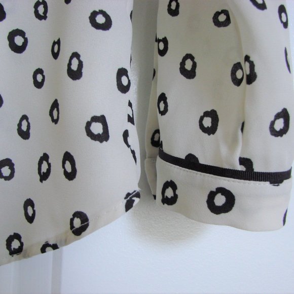 Zara Black and White Pattern Zipper Front V-neck Tunic Blouse Office Size Medium - Picture 7 of 12